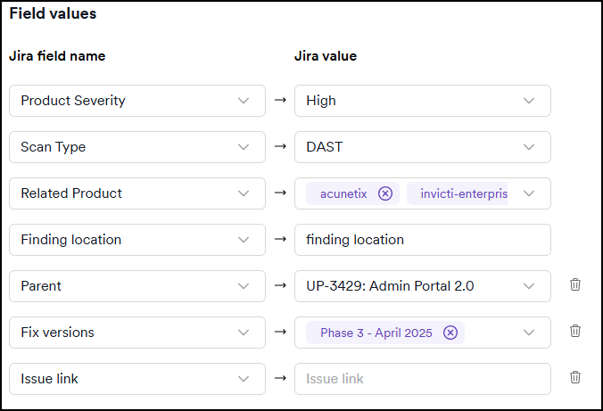 Jira field values
