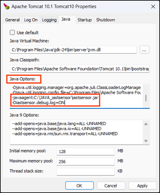 Tomcat Java properties