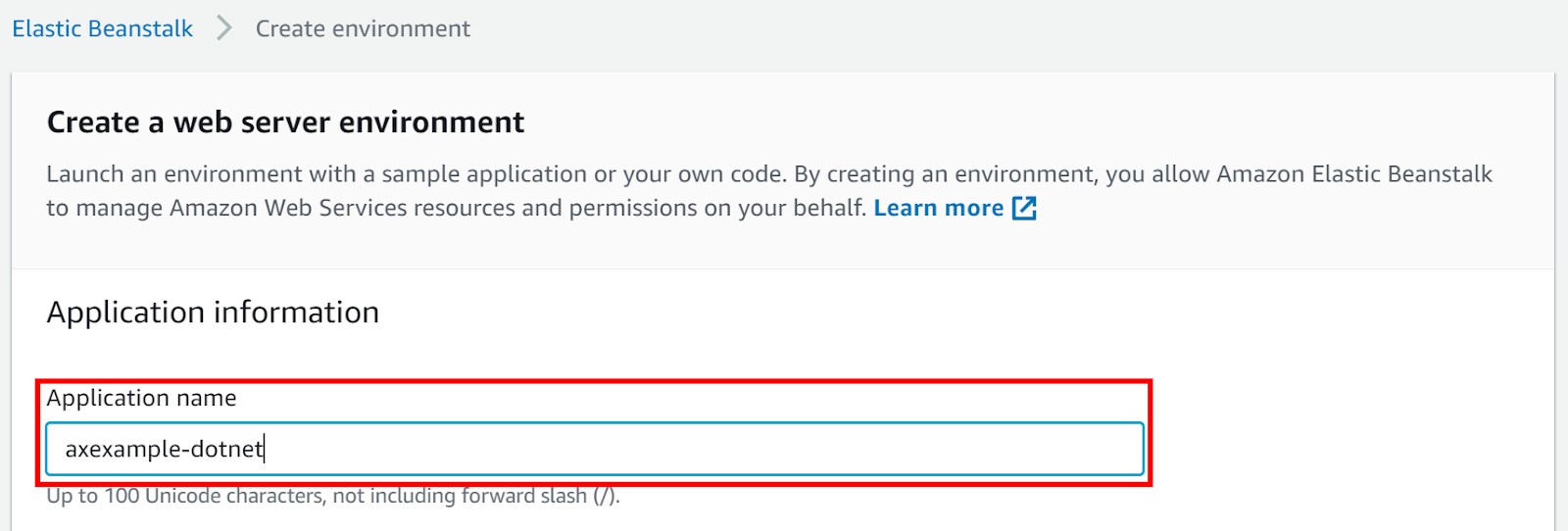 Set Application Name.