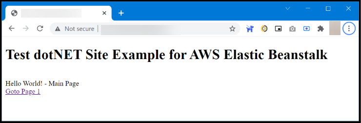 Test .NET site example for AWS Elastic Beanstalk.