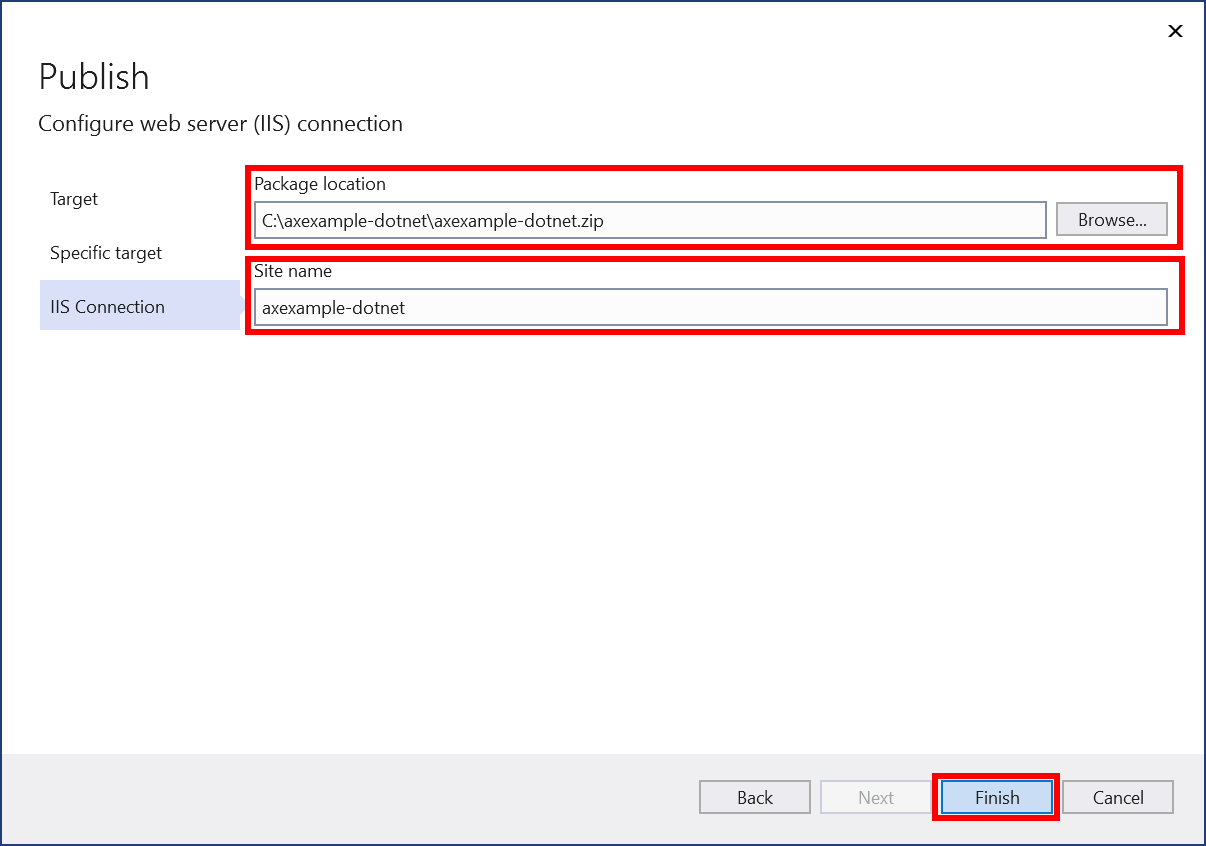 Set Package Location and Site Name