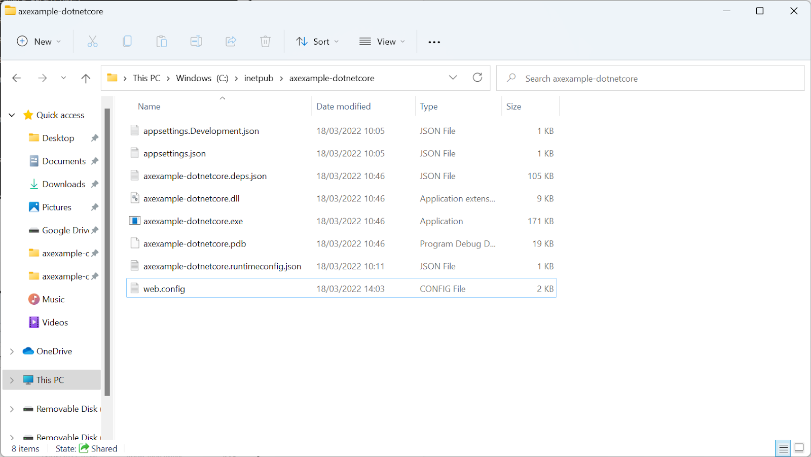 Web application root folder for IIS