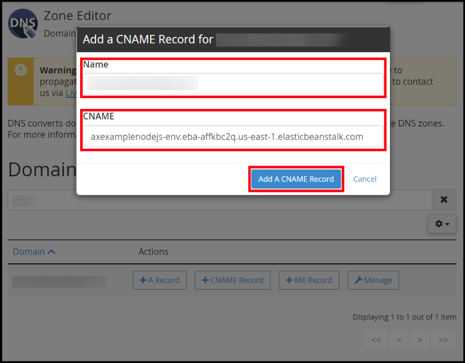 Create CNAME record.