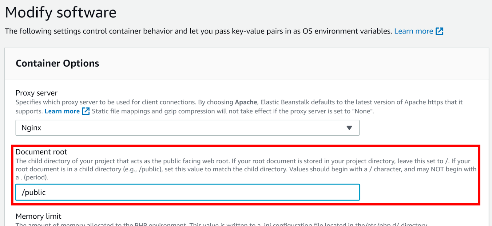 Setting the document root.