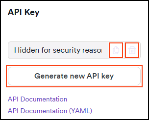 Scroll down to the API Key section and click Generate new API key