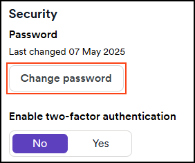Scroll down to the Security section and click Change password
