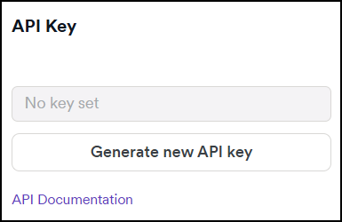 Scroll down to the API Key section and click the API Documentation link