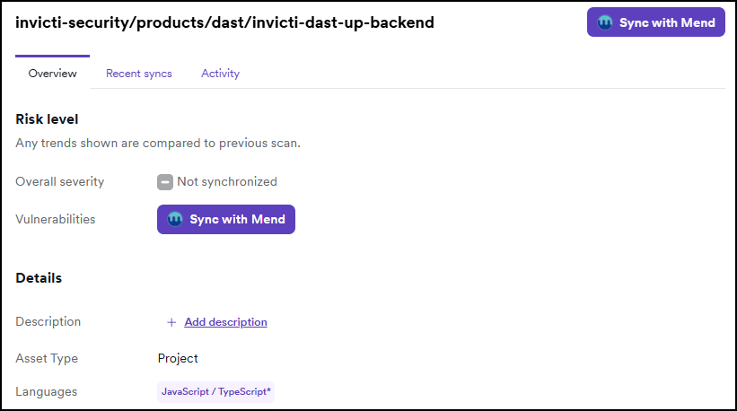 Project drawer with overview tab