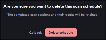 Delete schedule confirmation dialog