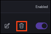 DAST scan schedules page with the delete icon