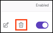 DAST scan schedules page with the delete icon