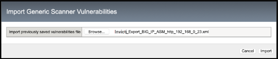 F5 BIG-IP import generic scan vulnerabilities