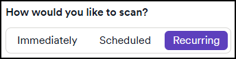 New scan menu option for setting up incremental scan.