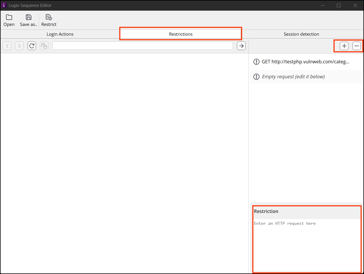 Edit restrictions tab
