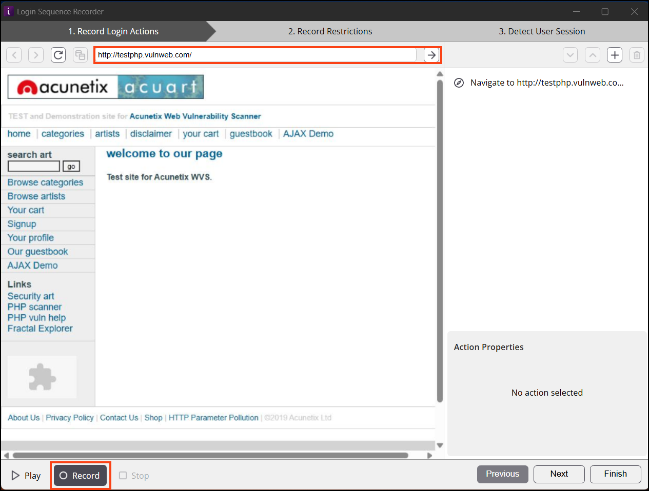 Enter target URL in LSR