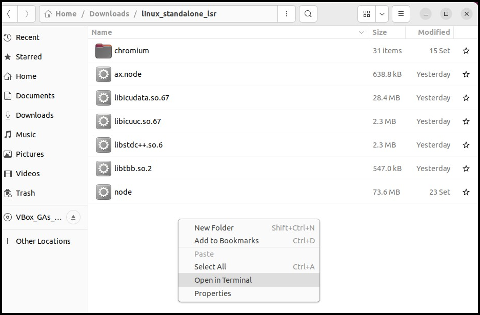Open Terminal from LSR folder