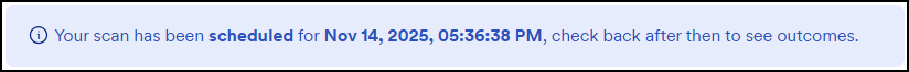 Recurring scan confirmation notification showing scheduled date and time