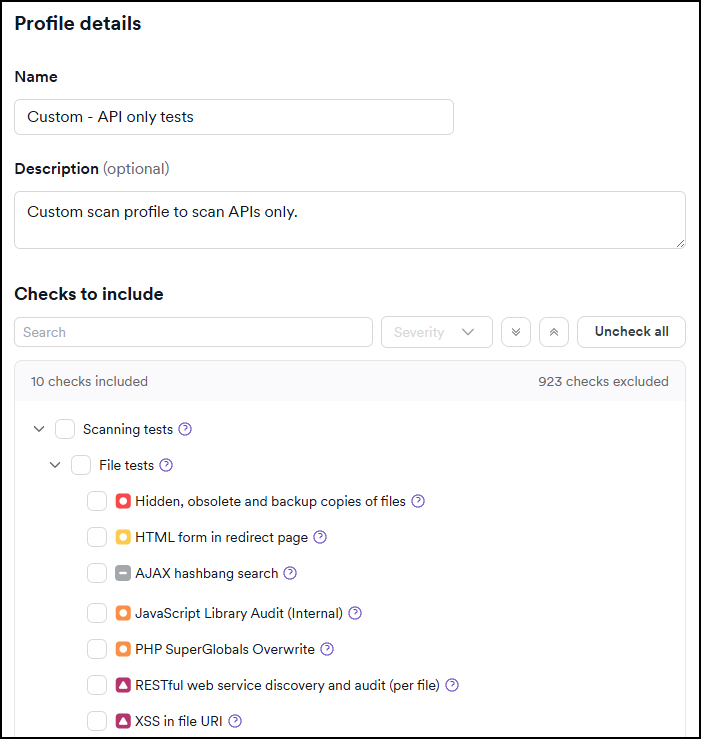 Security checks with maximum severity.