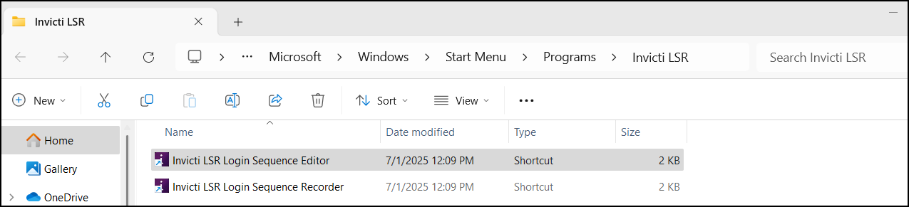 Standalone LSR program group showing record and edit options