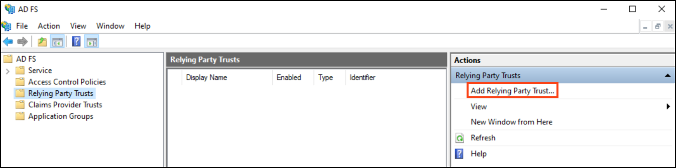 Open Microsoft Active Directory Federation Services Management