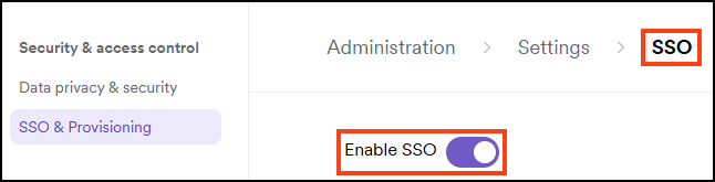 SSO settings page in Invicti Platform showing Enable SSO toggle.