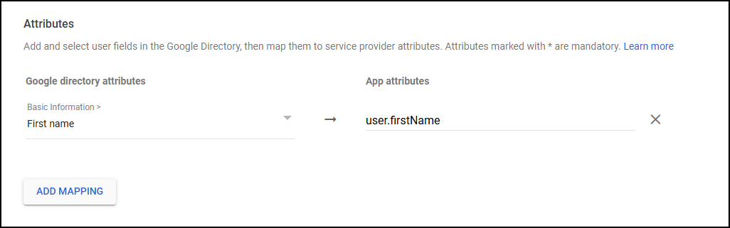 Configure Attribute Mapping for First name field