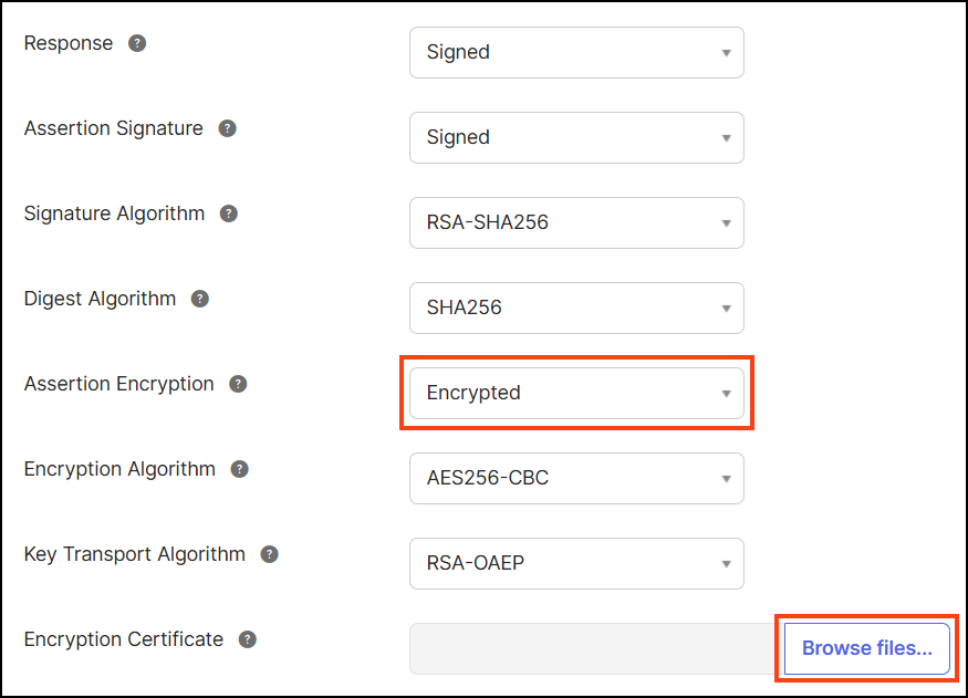 Configuring assertion encryption in Okta