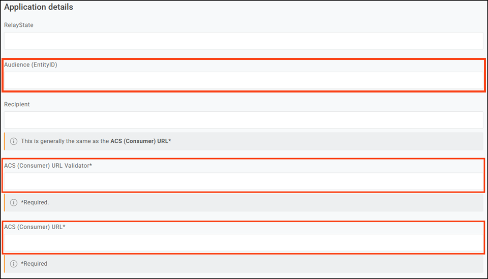 Configure ACS Consumer URL and Validator in OneLogin