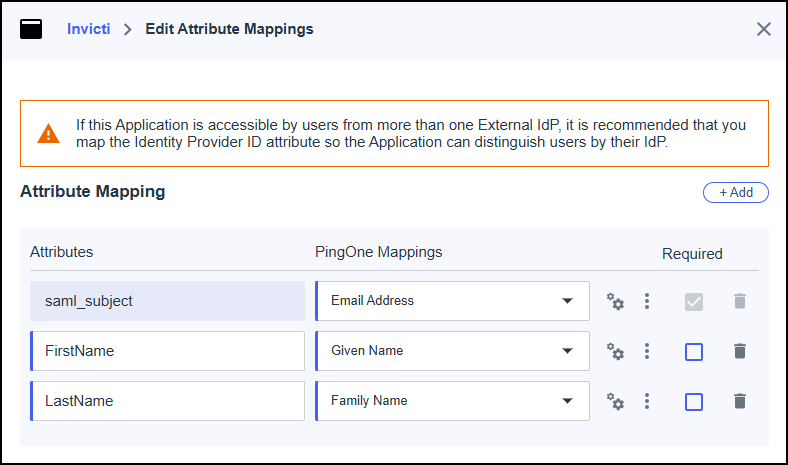 Edit Invicti's attribute mappings in Ping Identity