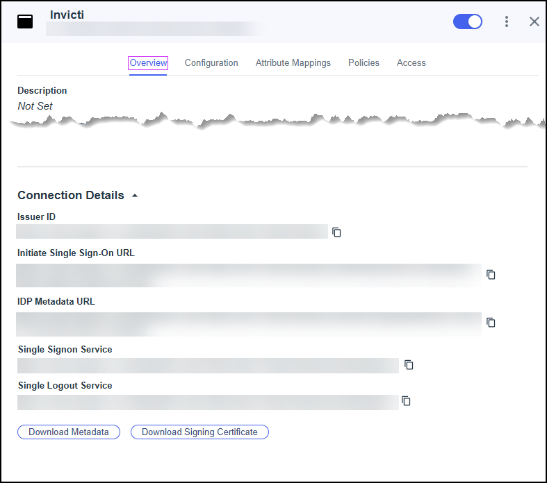 Copy the connection details from Ping Identity to Invicti Platform