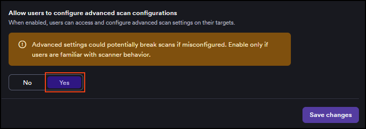 Enable advanced scan configuration settings.
