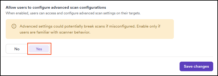 Enable advanced scan configuration settings.