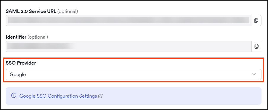 Select Google as SSO provider in Invicti Platform.
