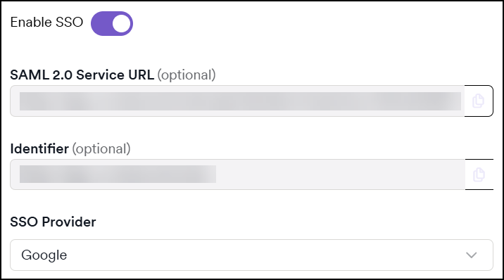 Select Google as SSO Provider in Invicti Platform.