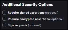 Additional security options for assertions and sign requests in Invicti Platform