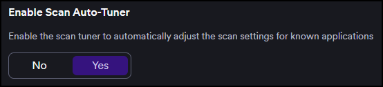 Use the toggle to enable the Scan auto-tuner.