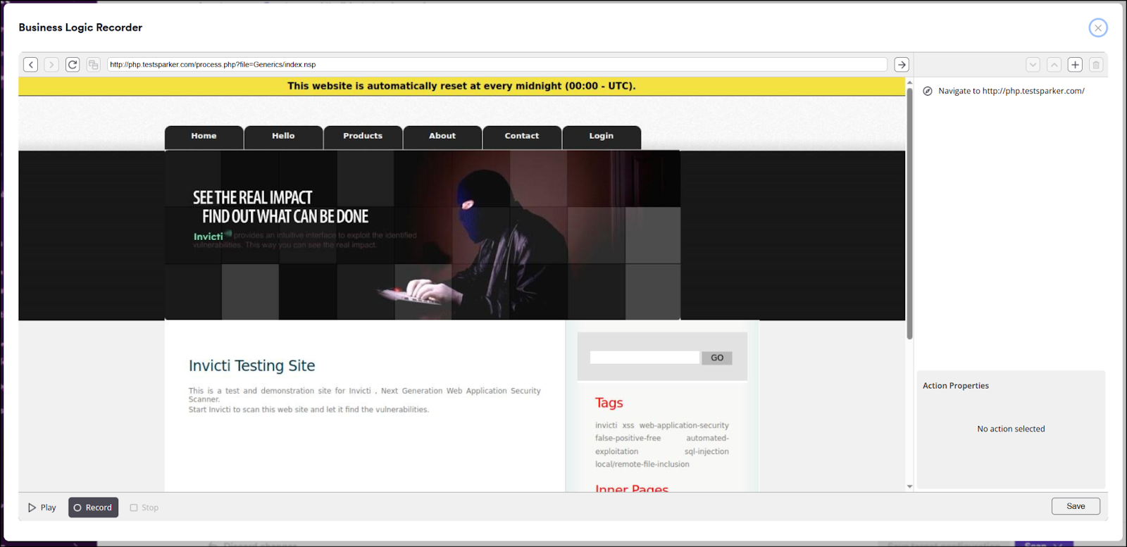 BLR recording interface.