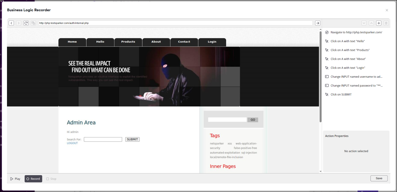 BLR showing recorded steps.