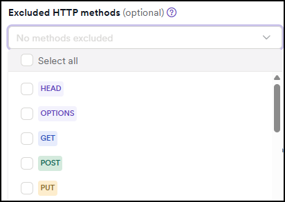 Excluded HTTP methods list.