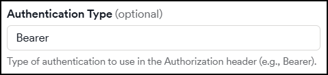 Authentication Type field with Bearer entered as the value