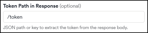 Token Path in Response field with example /token entered as the value