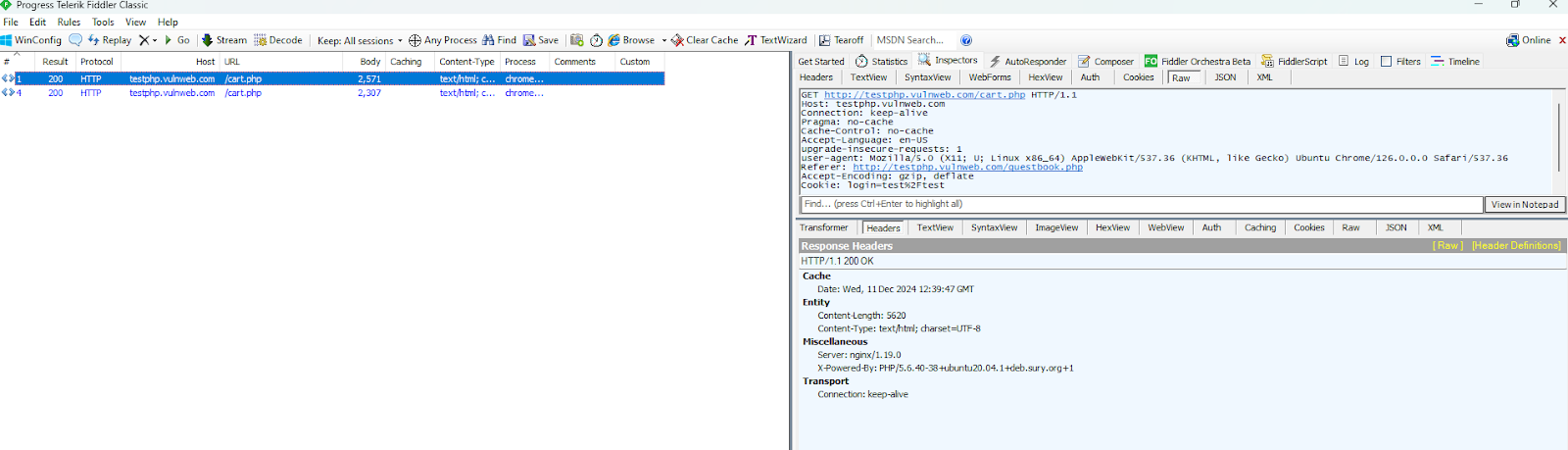 Fiddler authenticated request headers.