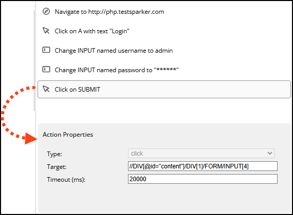 LSR Action Properties.