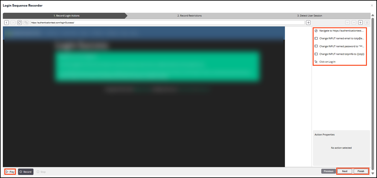 Completed login sequence with OTP configuration.
