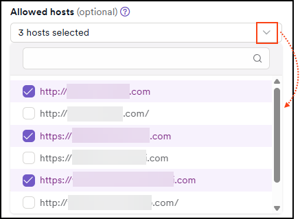 Allowed hosts field in the target settings.
