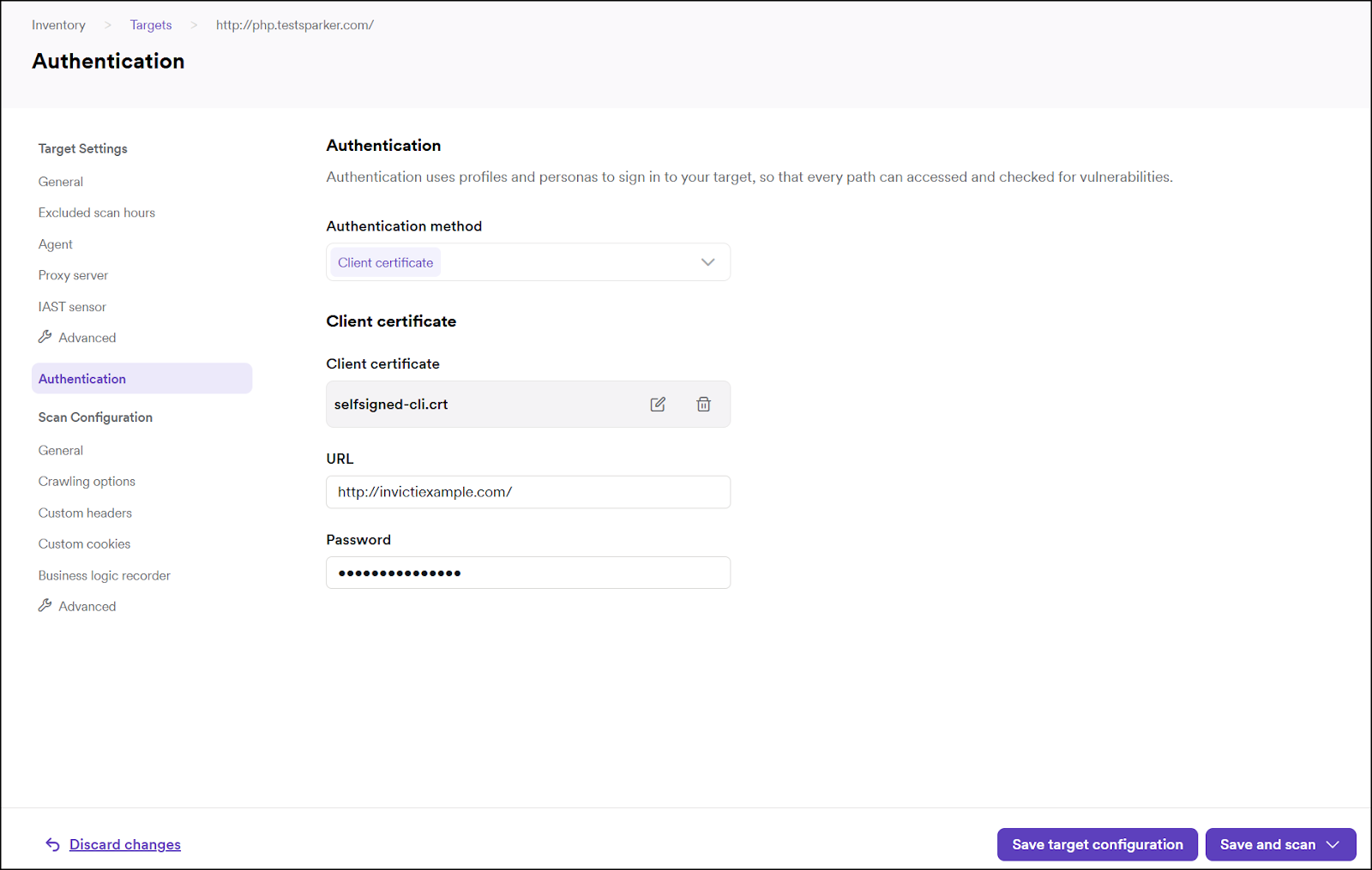 Client certificate credentials.