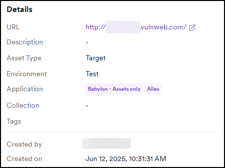 Target details section.