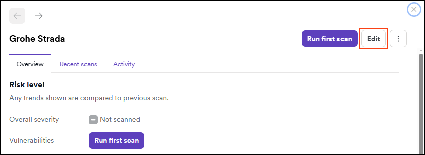 Edit button in target drawer