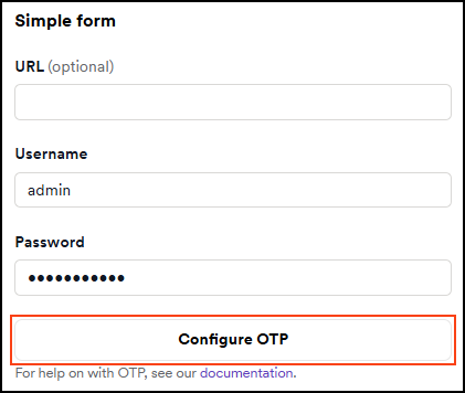 Configure OTP button for Simple form.