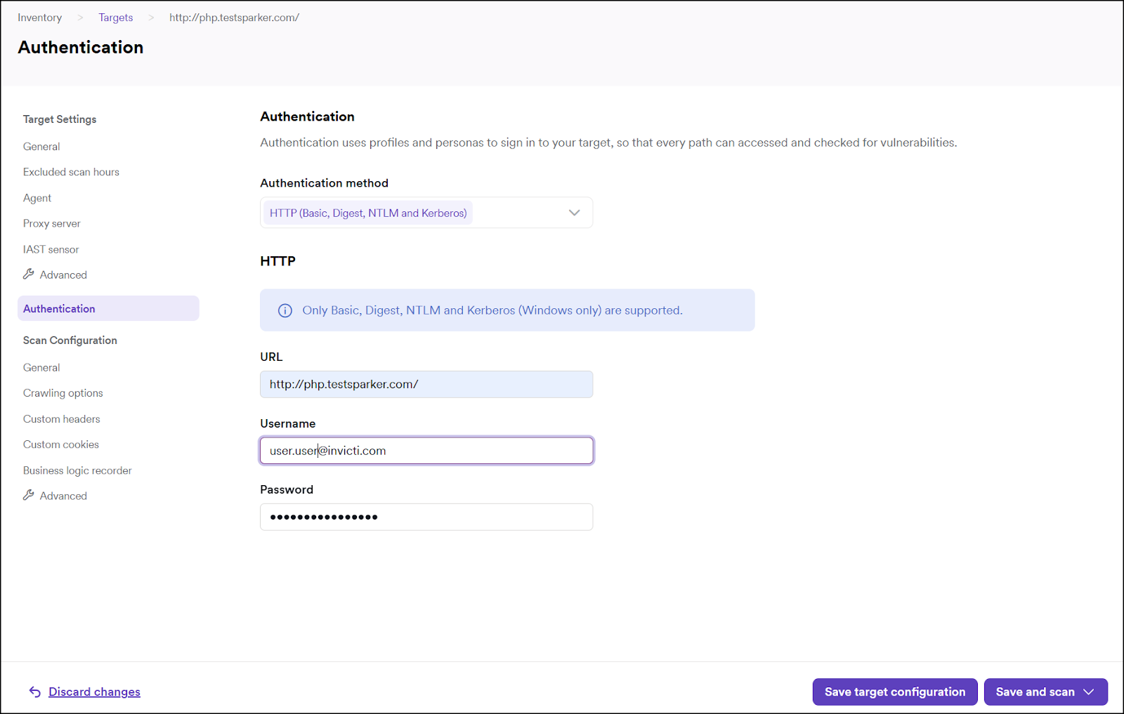 HTTP authentication credentials.